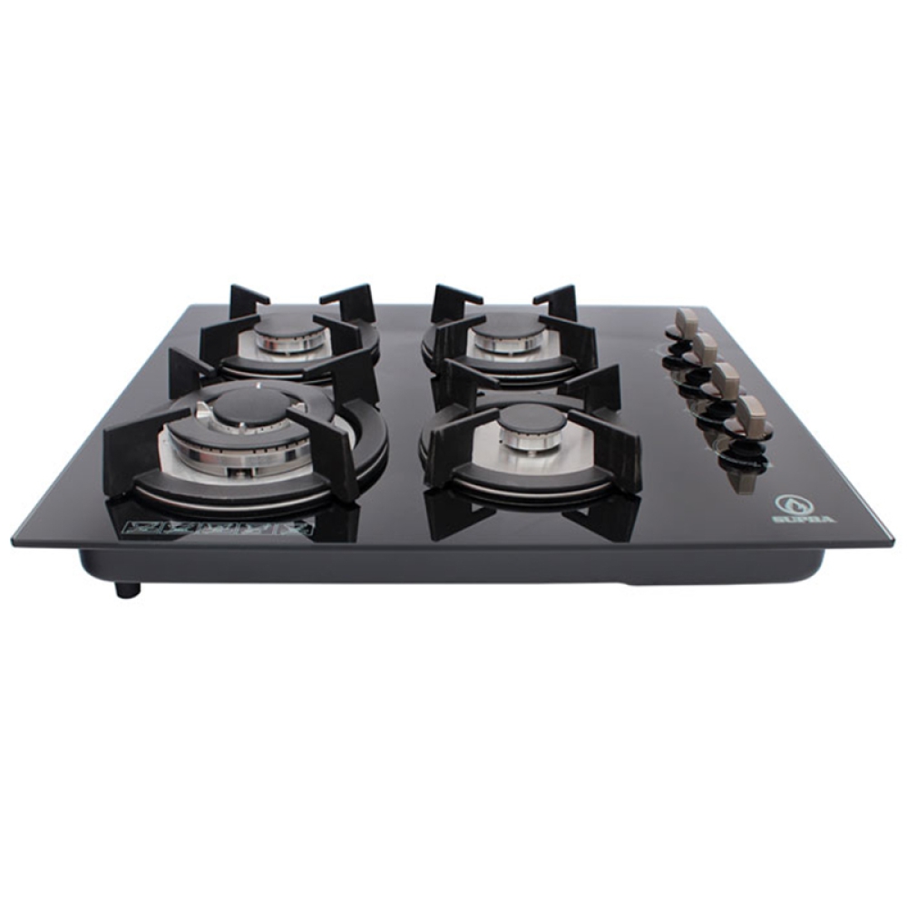 ESTUFA EMPOTRABLE 4 QUEMADORES CON CRISTAL TEMPLADO COLOR NEGRO