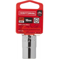 DADO POCO PROFUNDO METRICO DE 16MM CON ACCIONAMIENTO DE 1/2PULG Y 12PT CRAFTSMAN CMMT44266