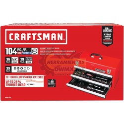 JUEGO DE HERRAMIENTAS MECANICAS CON CAJA DE METAL PARA HERRAMIENTA 104 PZS CRAFTSMAN CMMT45104