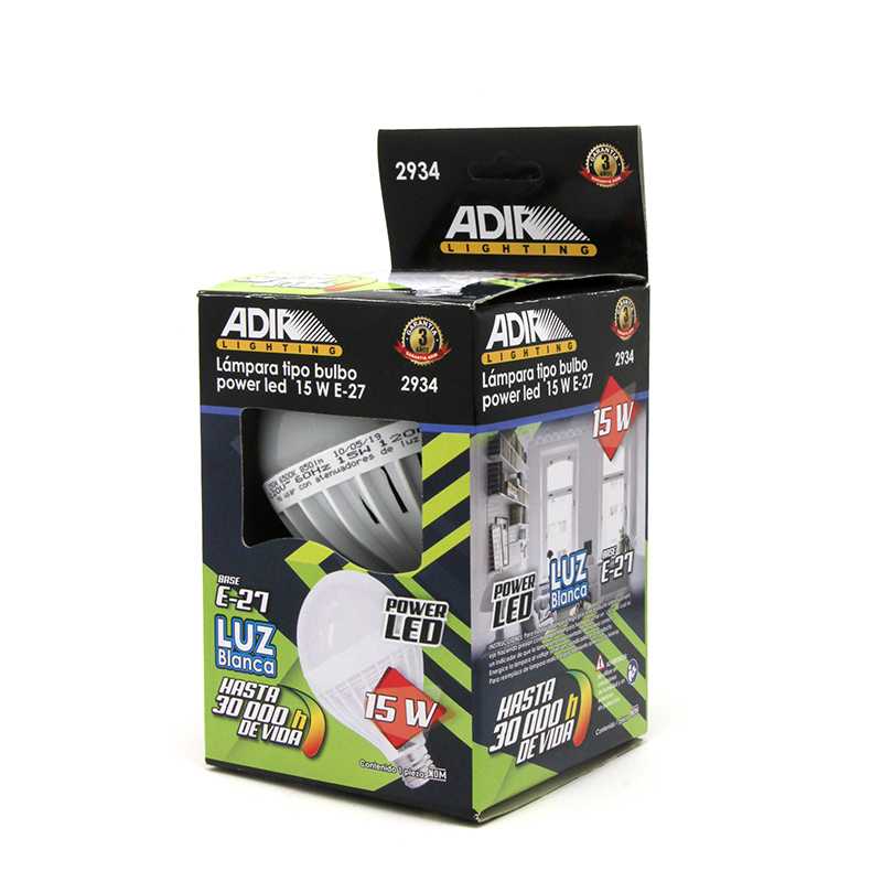 FOCO TIPO BULBO CON BASE DE PLASTICO 15 WATTS LUZ BLANCA E-27